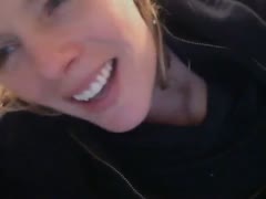 Blond haired hotwife flashed quite wonderful large boobies on web camera